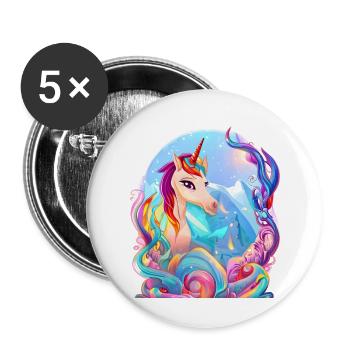 Licorne Créature mythique Fille Licorne Licornes - Lot de 5 grands badges (56 mm) - blanc - Devant