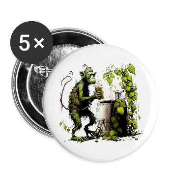 Cool hobby brewer, the funny chimpanzee - Buttons large 2.2''/56 mm (5-pack) - white - Front