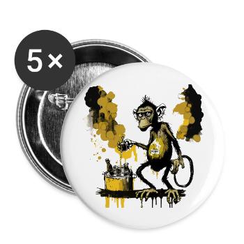 Cool chimpanzee brewing his own beer - Buttons large 2.2''/56 mm (5-pack) - white - Front