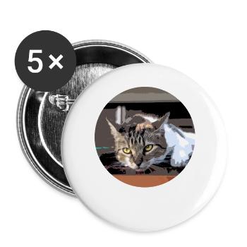 Alle Katzen sind schön - Buttons groß 56 mm (5er Pack) - Weiß - Vorne