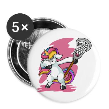 Lacrosse Sport Unicorn I Gift - Buttons large 2.2''/56 mm (5-pack) - white - Front
