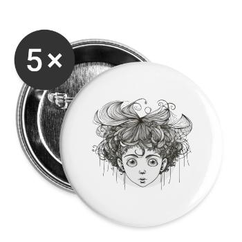 Fairy Fee Märchenwesen - Buttons groß 56 mm (5er Pack) - Weiß - Vorne