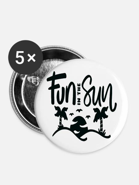 Fun In The Sun - Buttons groß 56 mm (5er Pack) - Weiß