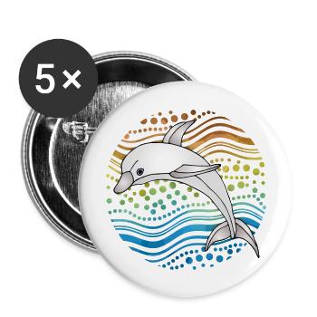 Dolphin - Buttons large 2.2''/56 mm (5-pack) - white - Front