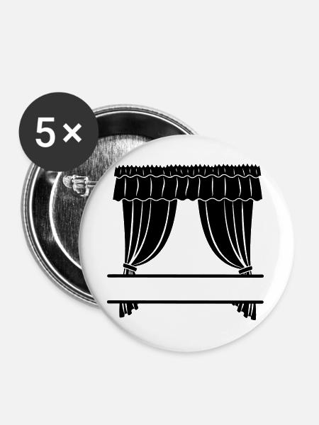 Gardinengeschäft oder Theater - Buttons groß 56 mm (5er Pack) - Weiß