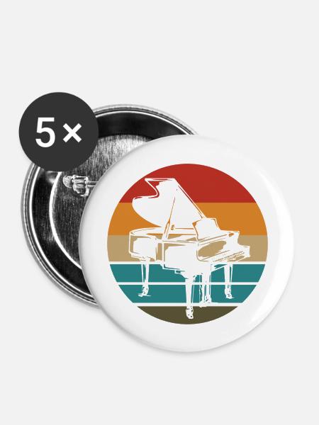 Klavier Musik - Buttons groß 56 mm (5er Pack) - Weiß