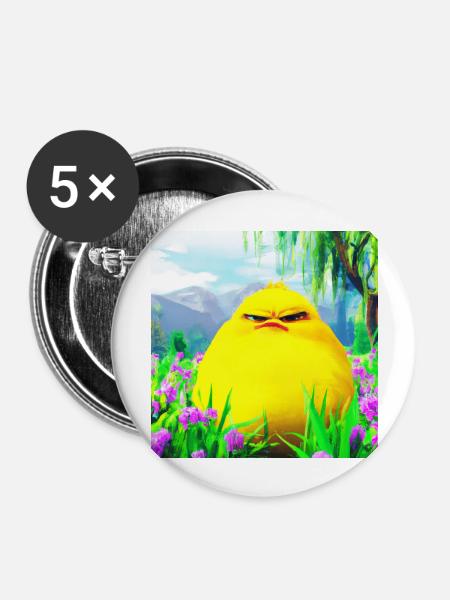 grumpie chick das Originale - Buttons groß 56 mm (5er Pack) - Weiß