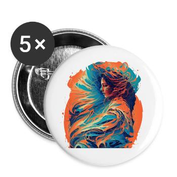 Woman with Waves of Fire and Water - Buttons large 2.2''/56 mm (5-pack) - white - Front