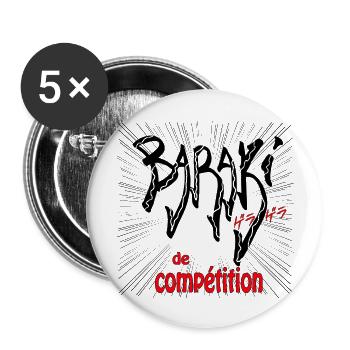 baraki de compétition - Lot de 5 grands badges (56 mm) - blanc - Devant