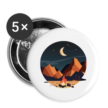 Campfire by moonlight, outdoor motif - Buttons large 2.2''/56 mm (5-pack) - white - Front