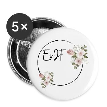 Evjf personnalisé - Lot de 5 grands badges (56 mm) - blanc - Devant