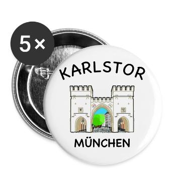 München, Karlstor am Stachus, Bayern - Buttons groß 56 mm (5er Pack) - Weiß - Vorne