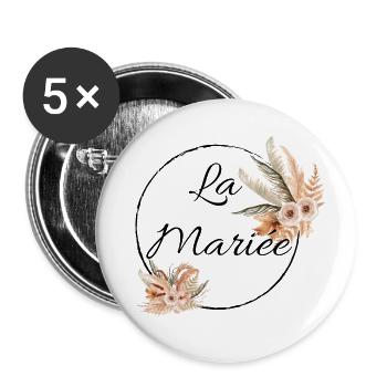 La mariée floral - Lot de 5 grands badges (56 mm) - blanc - Devant