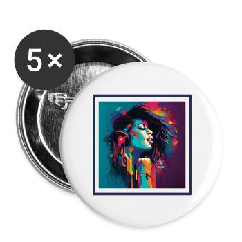 Sängerin Musik - Buttons groß 56 mm (5er Pack) - Weiß - Vorne