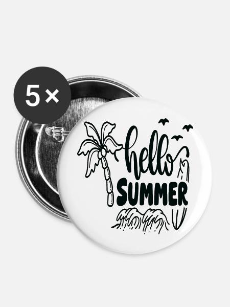 Hello Summer - Buttons groß 56 mm (5er Pack) - Weiß