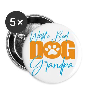World´s Best Dog Grandpa - Buttons groß 56 mm (5er Pack) - Weiß - Vorne