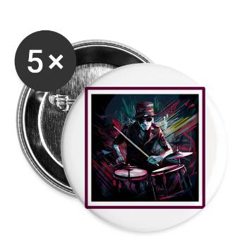 Pink Drummer - Buttons groß 56 mm (5er Pack) - Weiß - Vorne