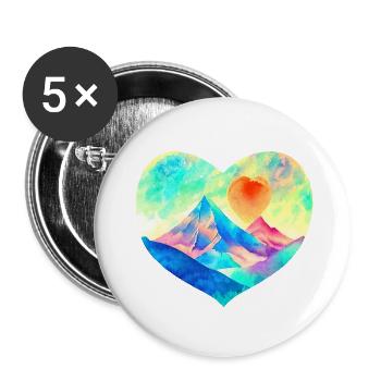 Mountains Mountain hikers Hiking Mountain hiking Hike - Buttons large 2.2''/56 mm (5-pack) - white - Front