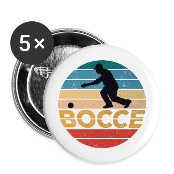 Bocce Bocci Bunte Bälle Spieler I Geschenk - Buttons groß 56 mm (5er Pack) - Weiß - Vorne