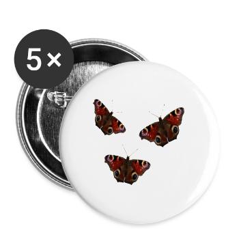Papillons - Lot de 5 grands badges (56 mm) - blanc - Devant
