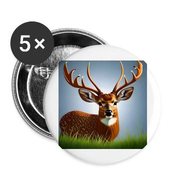 Deer in the Grass - Buttons large 2.2''/56 mm (5-pack) - white - Front