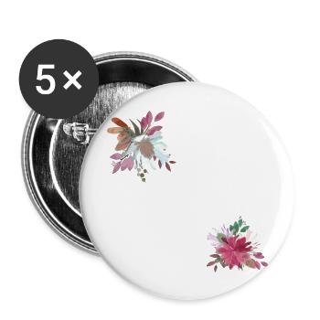 La mariée floral - Lot de 5 grands badges (56 mm) - blanc - Devant