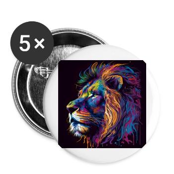 Proud Lion Portrait Head Old - Buttons large 2.2''/56 mm (5-pack) - white - Front
