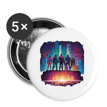 Superhelden - Buttons groß 56 mm (5er Pack) - Weiß - Vorne