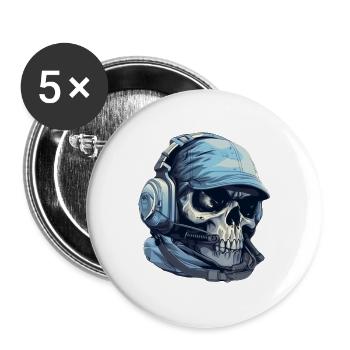 Tactical Skull - Buttons groß 56 mm (5er Pack) - Weiß - Vorne