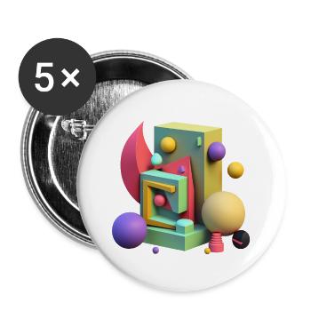 3D - Buttons groß 56 mm (5er Pack) - Weiß - Vorne
