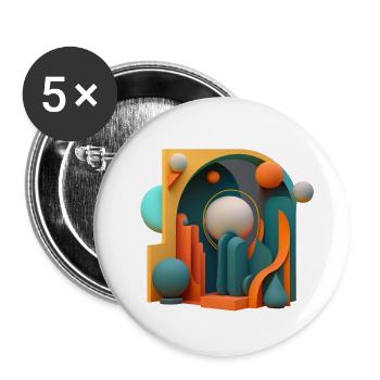 3D - Buttons groß 56 mm (5er Pack) - Weiß - Vorne