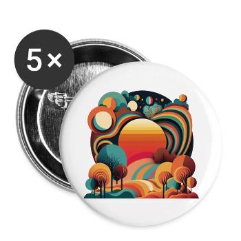 RETRO - Buttons groß 56 mm (5er Pack) - Weiß - Vorne