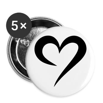 romantisches geschwungenes Herz für Valetninstag - Buttons groß 56 mm (5er Pack) - Weiß - Vorne