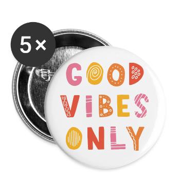 Réservé aux bonnes vibrations - Lot de 5 grands badges (56 mm) - blanc - Devant