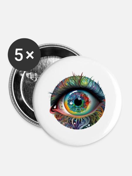 TRIPPY AUGE - Buttons groß 56 mm (5er Pack) - Weiß