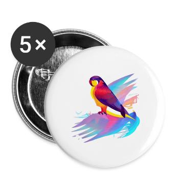 Budgerigar Bird Cockatiel Bird Propriétaire - Lot de 5 grands badges (56 mm) - blanc - Devant