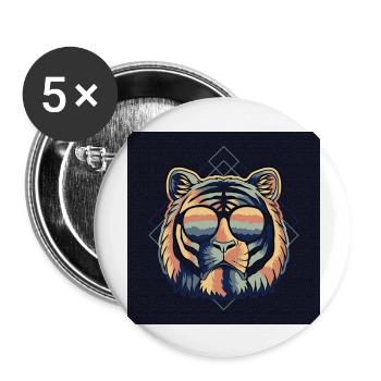 RETRO LION Amo - Buttons large 2.2''/56 mm (5-pack) - white - Front