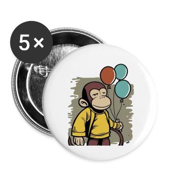 Monkey holds balloons birthday shirt - Buttons large 2.2''/56 mm (5-pack) - white - Front