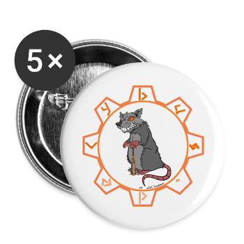 Logo de rat Cybus Zombie Halloween Morts-vivants - Lot de 5 grands badges (56 mm) - blanc - Devant