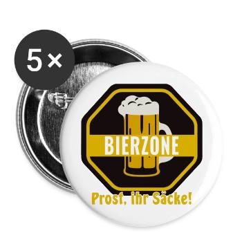 Bierzone Prost ihr Säcke Party Fun - Buttons groß 56 mm (5er Pack) - Weiß - Vorne