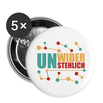 Unwiderstehlich gut, selbstbewusst und mutig! - Buttons groß 56 mm (5er Pack) - Weiß - Vorne