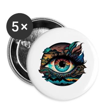 TRIPPY EYE - Buttons large 2.2''/56 mm (5-pack) - white - Front