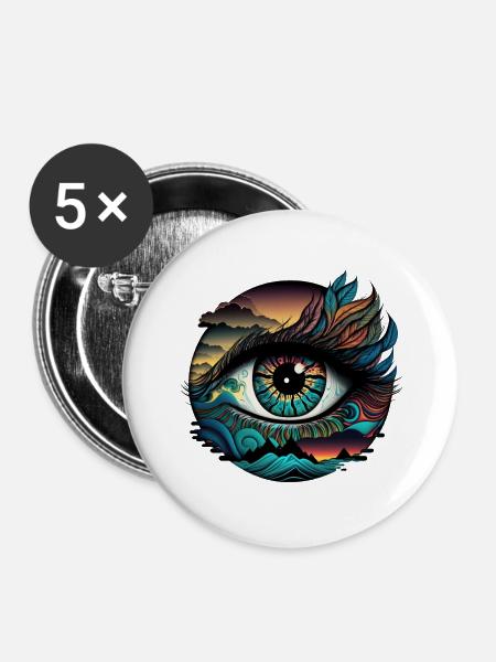 TRIPPY AUGE - Buttons groß 56 mm (5er Pack) - Weiß