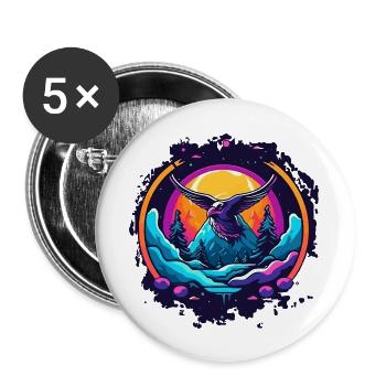 Vogel in Natur - Buttons groß 56 mm (5er Pack) - Weiß - Vorne