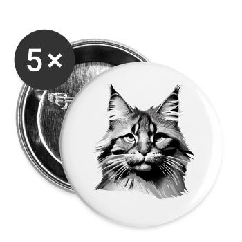Chaton Propriétaire Chat Maine Coon Chat domestique - Lot de 5 grands badges (56 mm) - blanc - Devant