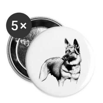 Berger allemand Chien Propriétaire Chien Chien Propriétaire Chien Propriétaire - Lot de 5 grands badges (56 mm) - blanc - Devant