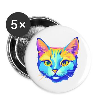 Chat Domestique Chaton Chaton Propriétaire - Lot de 5 grands badges (56 mm) - blanc - Devant