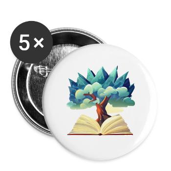 Reader Book Lovers Book Books Reading Gift - Buttons large 2.2''/56 mm (5-pack) - white - Front