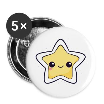 The star Kawaii - Buttons large 2.2''/56 mm (5-pack) - white - Front