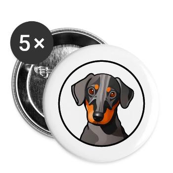 Motif graphique Dachshund Design en cercle transparent - Lot de 5 grands badges (56 mm) - blanc - Devant
